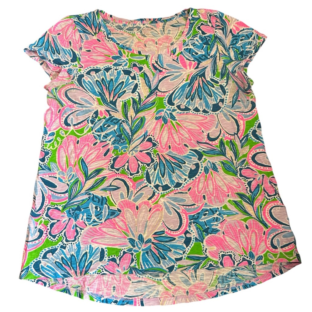 Lilly Pulitzer Etta Scoop Neck Floral T-shirt